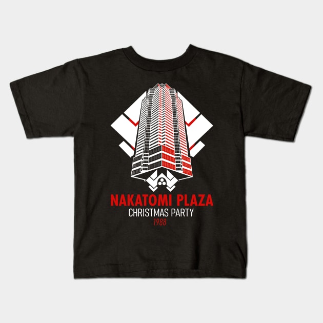 Nakatomi Plaza Christmas Party Kids T-Shirt by Meta Cortex
